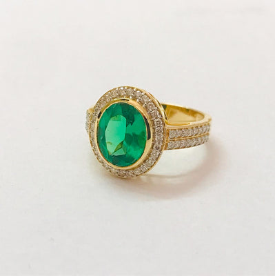 Lab Created Emerald & Diamonds Ring