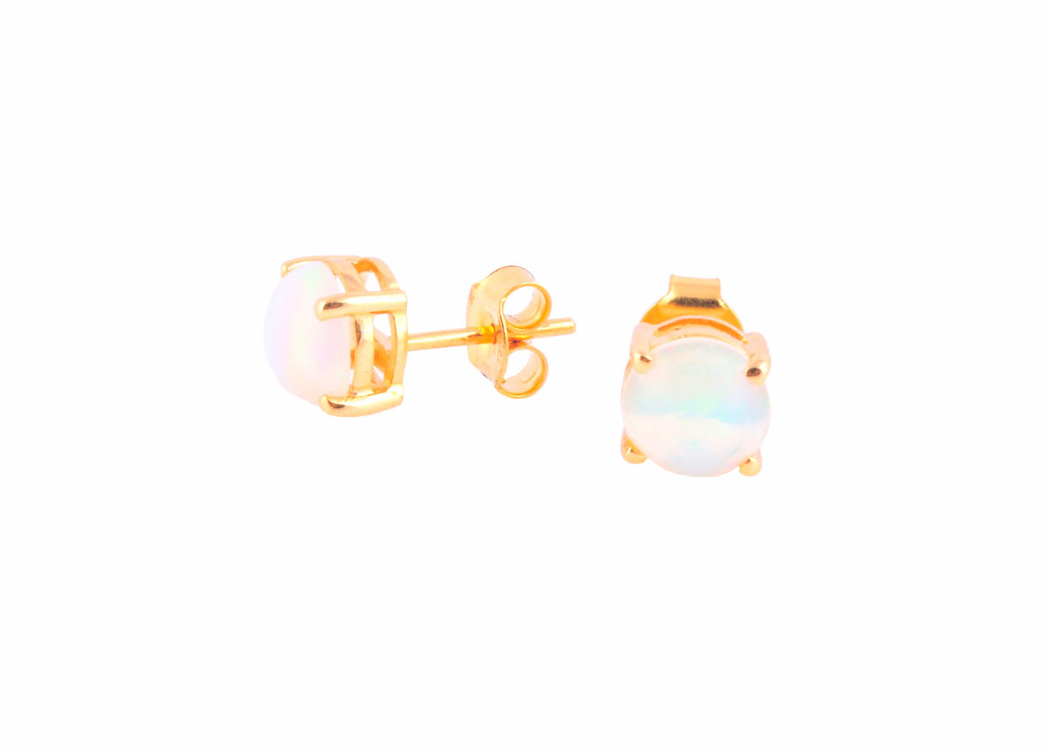 Natural Ethiopian Opal Studs in 18k Pure Gold