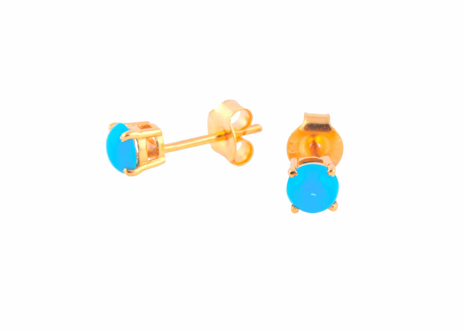 Natural Turquoise Studs in 18k Pure Gold