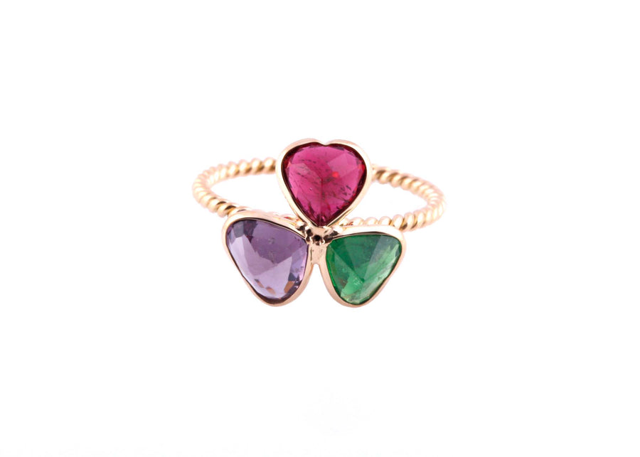 Natural Multi-Colour Gemstone Ring in 18k Pure Gold