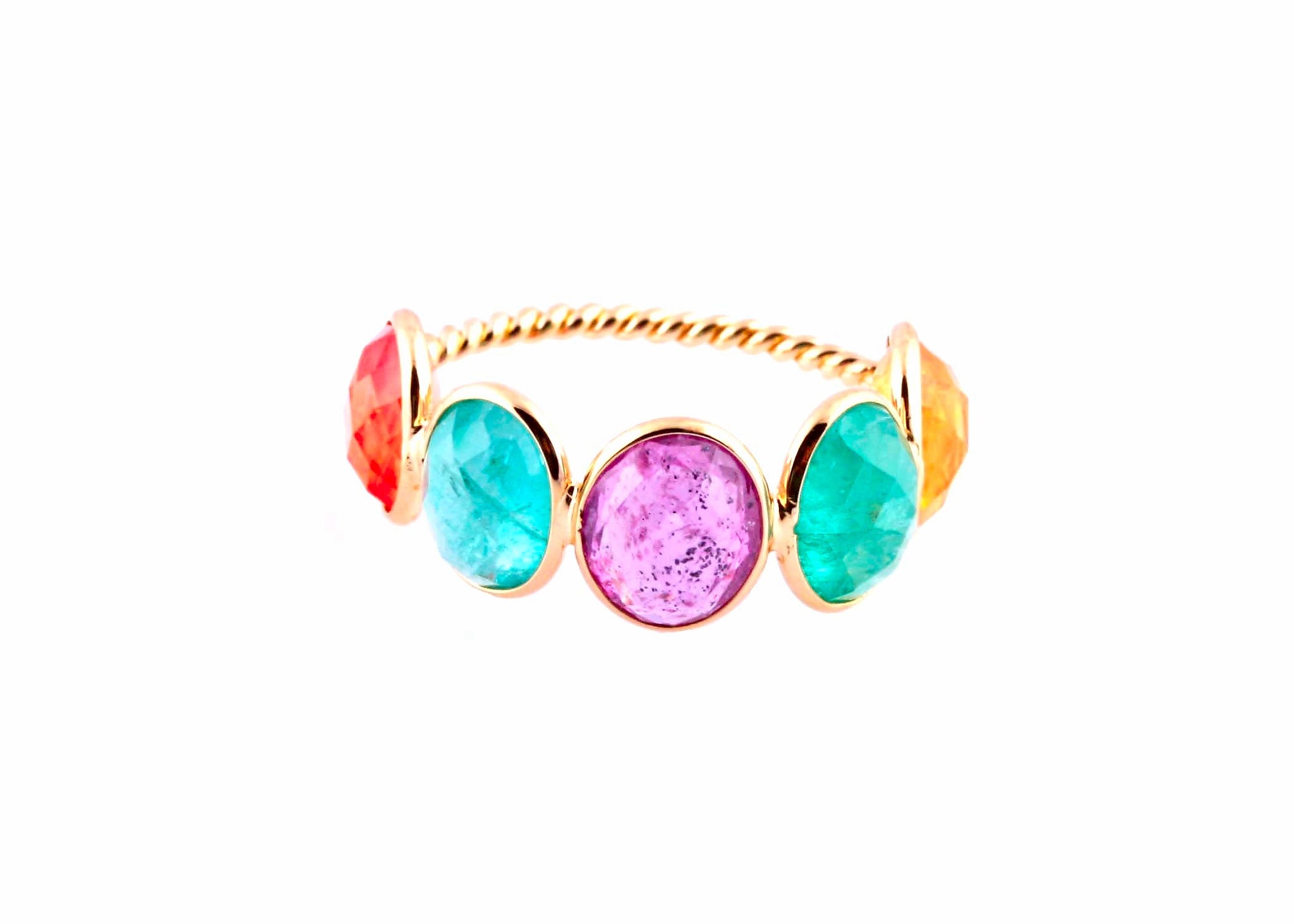 Multiple Gemstone Seven Stone Rainbow Colour Ring | Ruby & Oscar