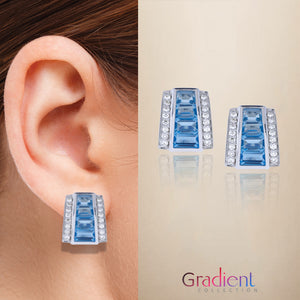 Aquamarine & Diamonds Pyramid Studs