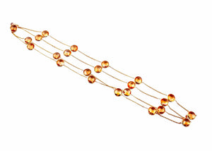 Natural Citrine Long Necklace in 18k Pure Gold