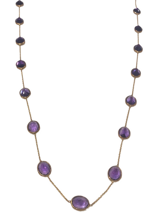 Natural Amethyst Necklace in 18k Pure Gold