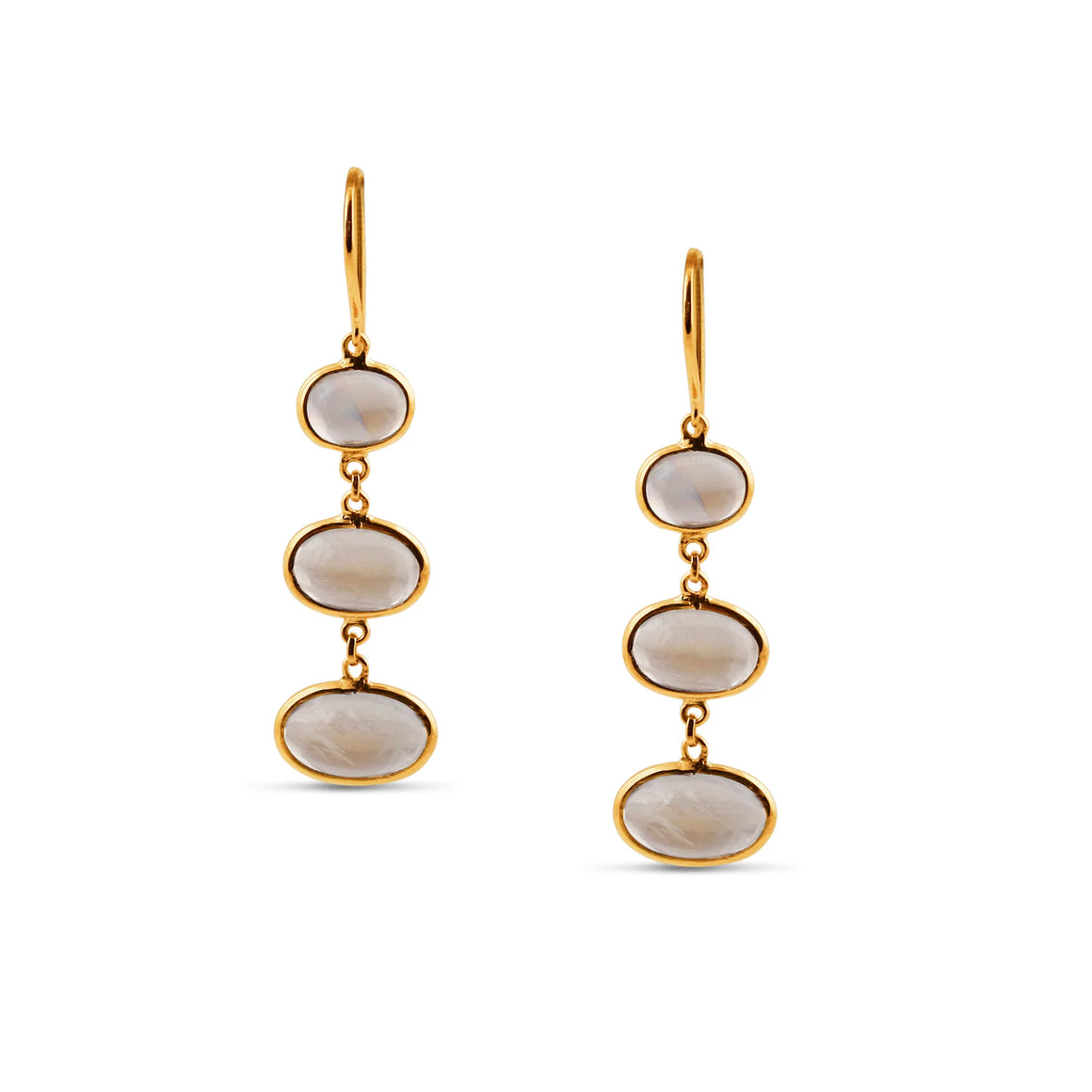 Natural Moonstone Earrings in 18k Pure Gold