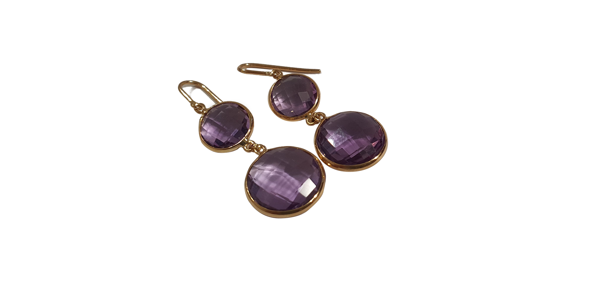 Natural Amethyst Earrings in 18k Pure Gold