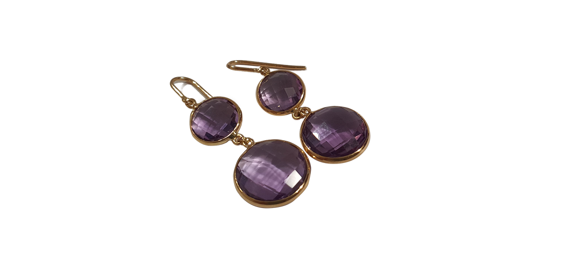 Natural Amethyst Earrings in 18k Pure Gold