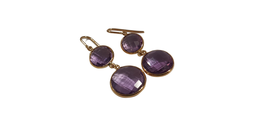 Natural Amethyst Earrings in 18k Pure Gold