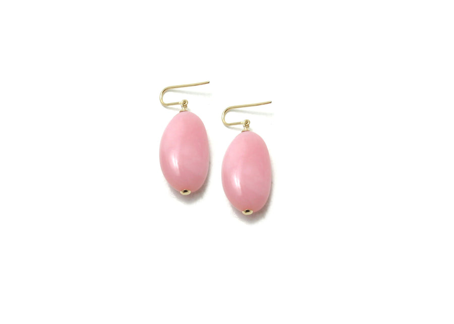 Natural Pink Opal Earrings in 18k Pure Gold