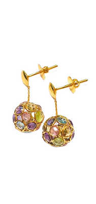 Multi-Colour Gemstone Ball Earrings