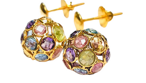 Multi-Colour Gemstone Ball Earrings