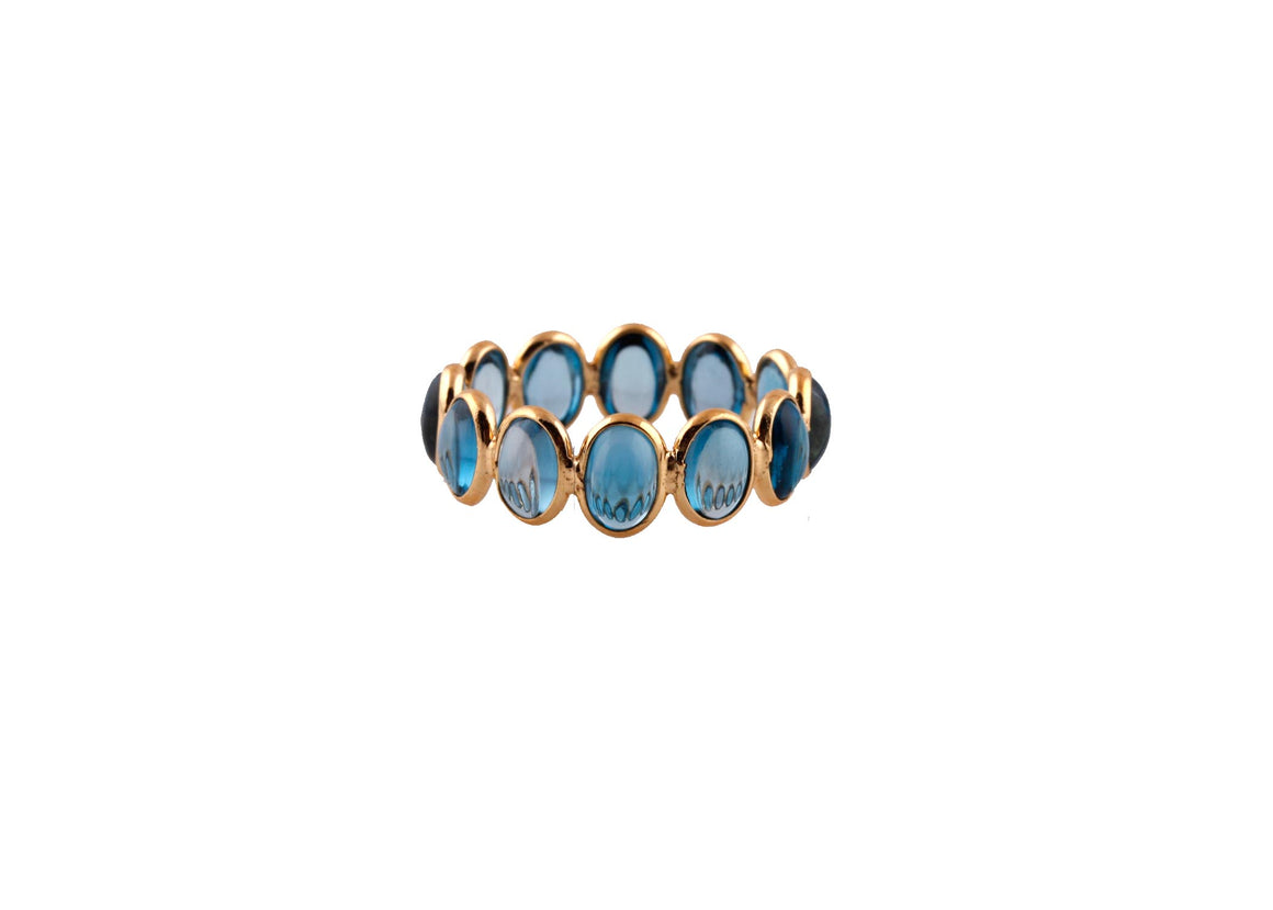 Natural Blue Topaz Ring in 18k Pure Gold