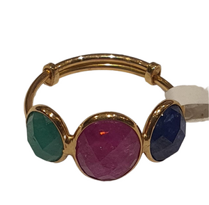 Natural Emerald, Ruby & Sapphire Ring in 18k Pure Gold
