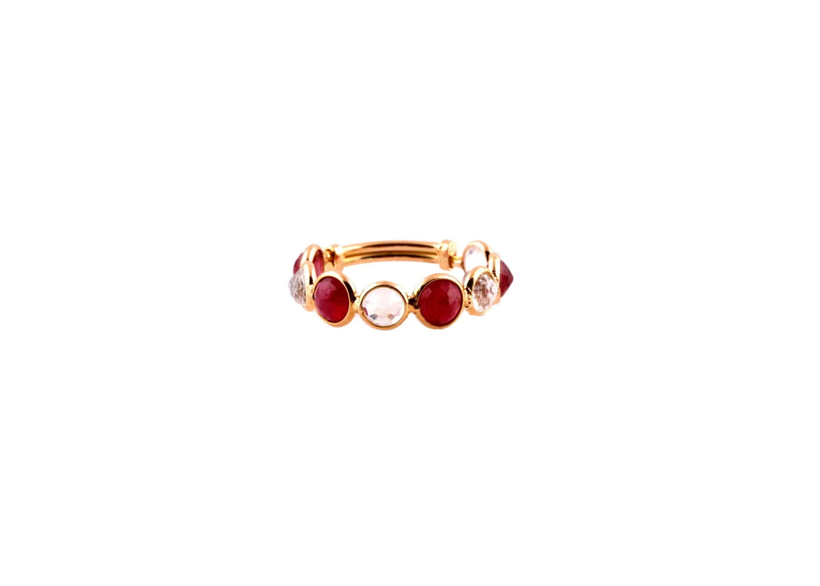 Natural Ruby & Moonstone Ring in 18k Pure Gold