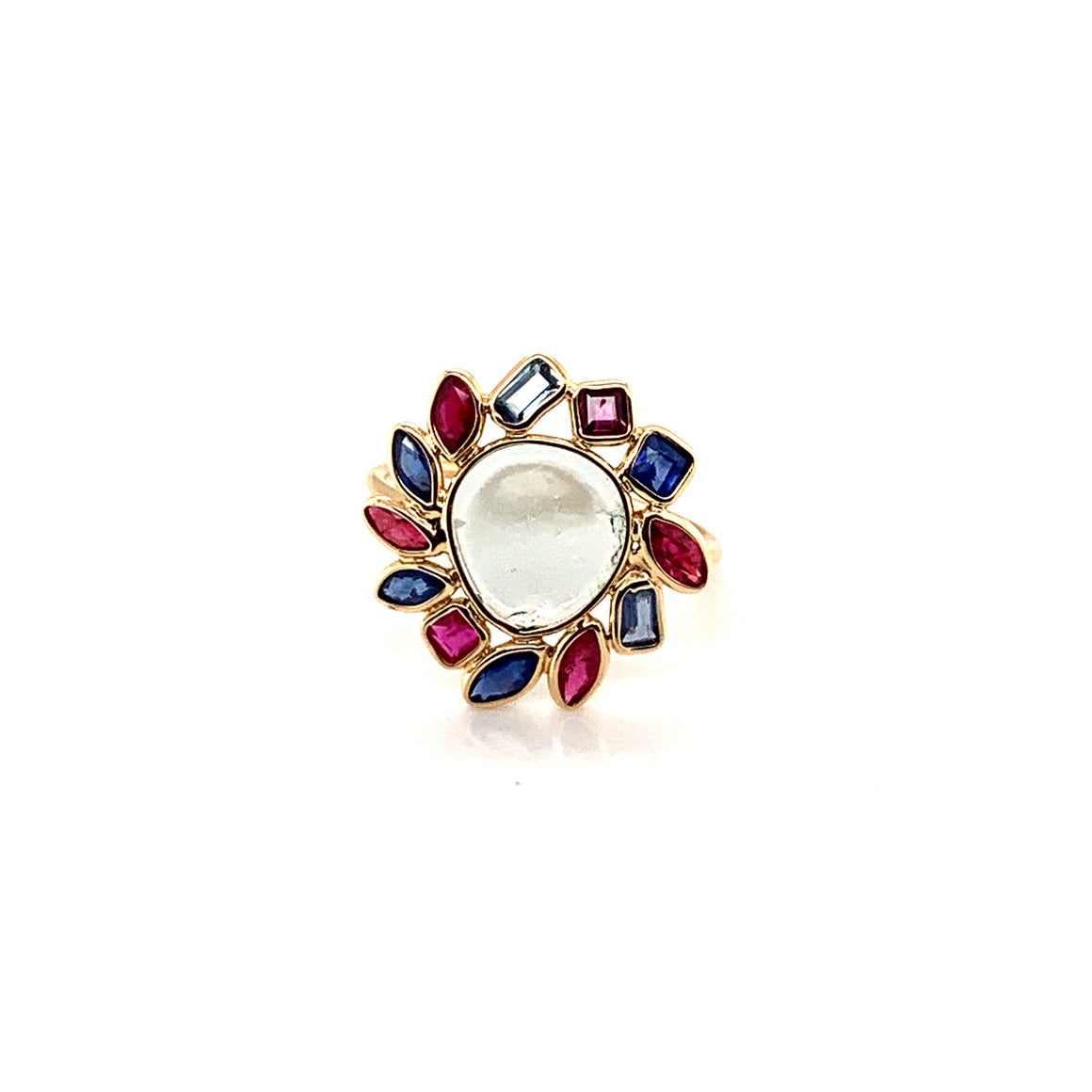 Natural Ruby & Blue Sapphire Ring in 18k Pure Gold