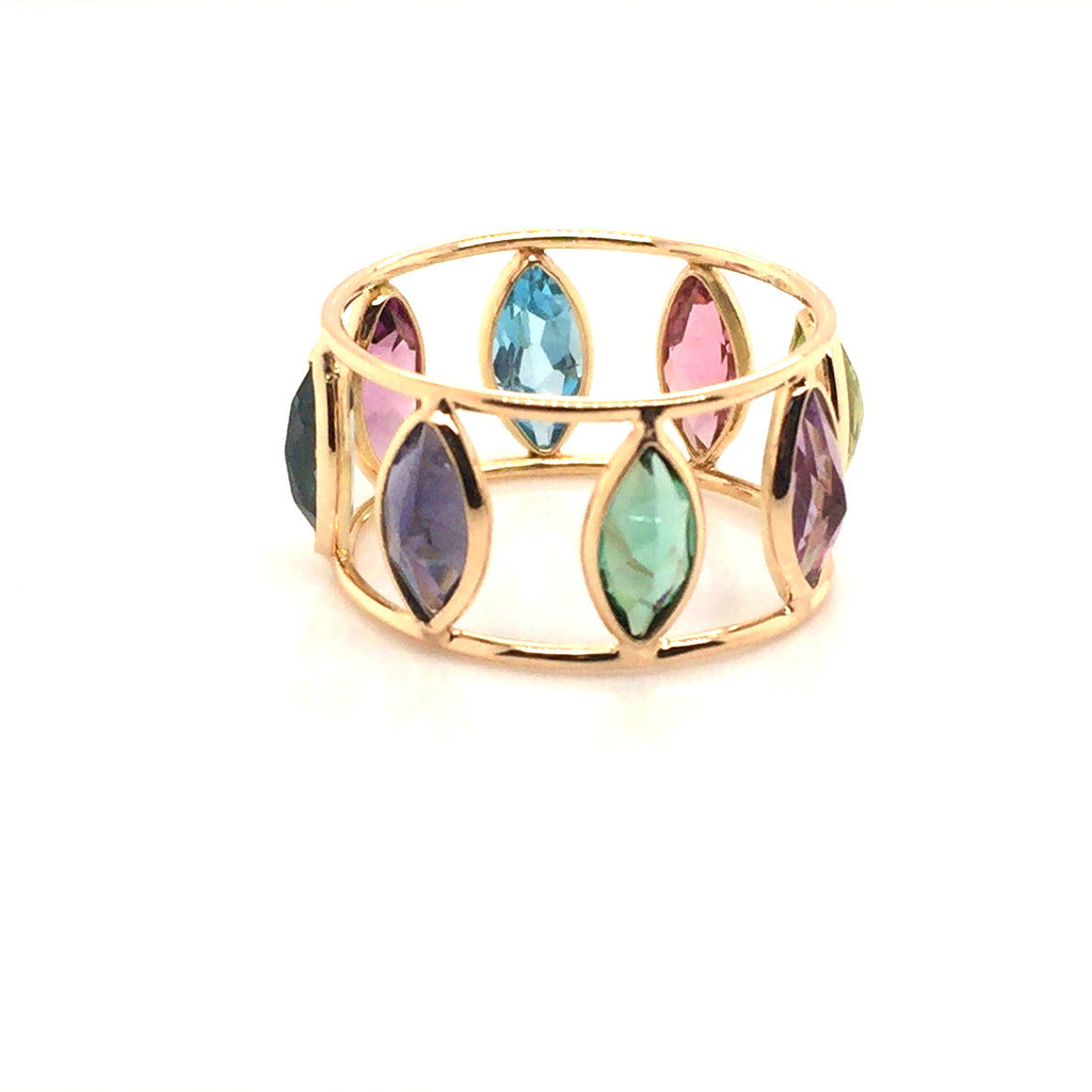 Natural Rainbow Moonstone Ring in 18k Pure Gold