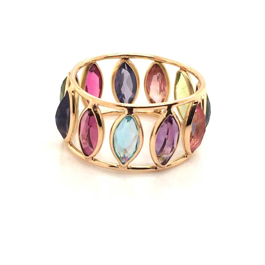 Natural Multi-Colour Gemstone Ring in 18k Pure Gold