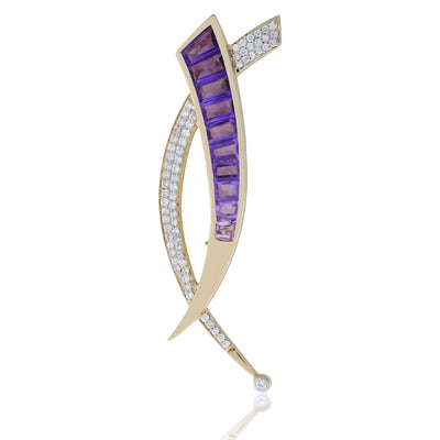 Amethyst & Diamonds Pendent Cum Brooch