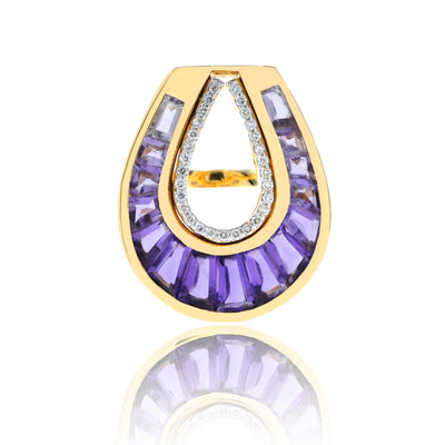 Amethyst & Diamonds Raindrop Ring