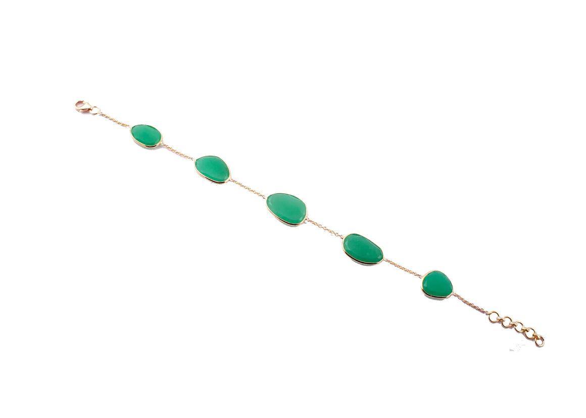 Natural Chrysoprase Bracelet in 18k Pure Gold