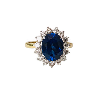 Lab Created Blue Sapphire & Diamonds Ring